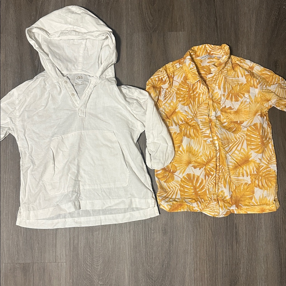 White Hoodie Shirt and Leaf Print Shirt size 6